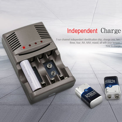 DC 100-240V 4 Slot Battery Charger for AA & AAA & 9V Ni-MH Battery, US Plug