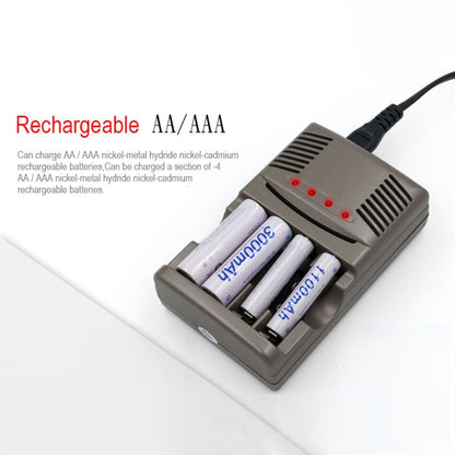 DC 100-240V 4 Slot Battery Charger for AA & AAA & 9V Ni-MH Battery, US Plug