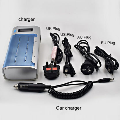 AC 100-240V 4 Slot Battery Charger for AA & AAA & C / D Size Battery, with LCD Display, US Plug