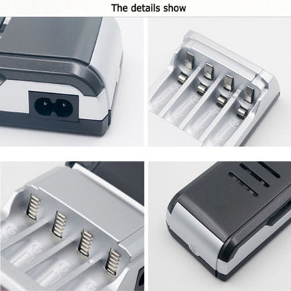 AC 100-240V 4 Slot Battery Charger for AA & AAA Battery, with LCD Display, EU Plug