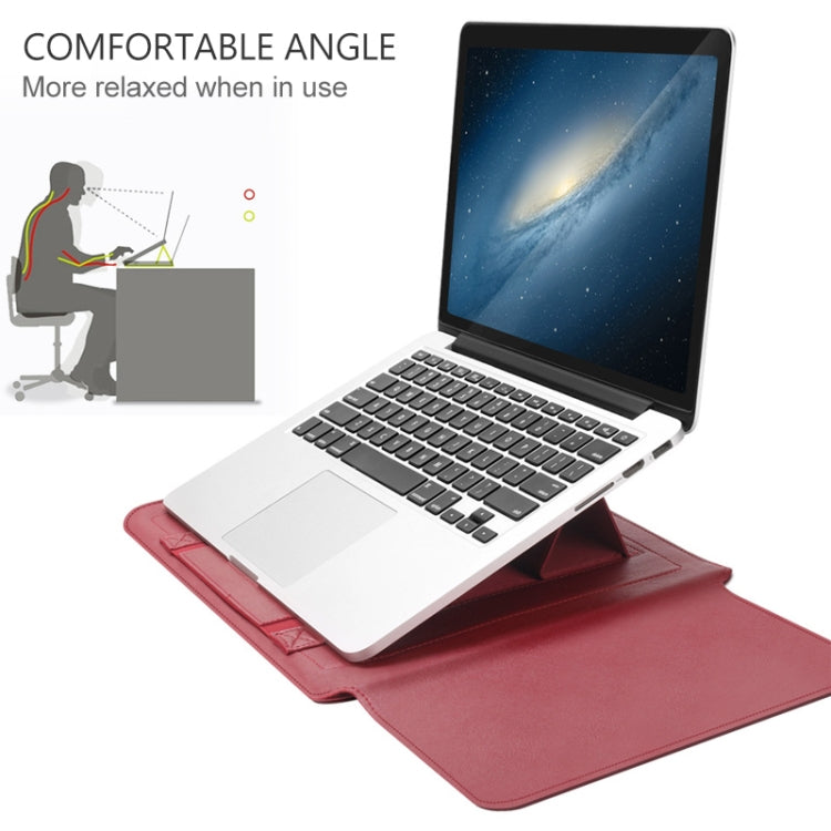 4 in 1 Universal Waterproof PU Leather Laptop Liner Bag with Handle & Stand & Pen Holder + 2 Winders + Mouse Bag + Charger Bag Set for 11/12 inch laptops, 11 / 12 inch, 11/12 inch
