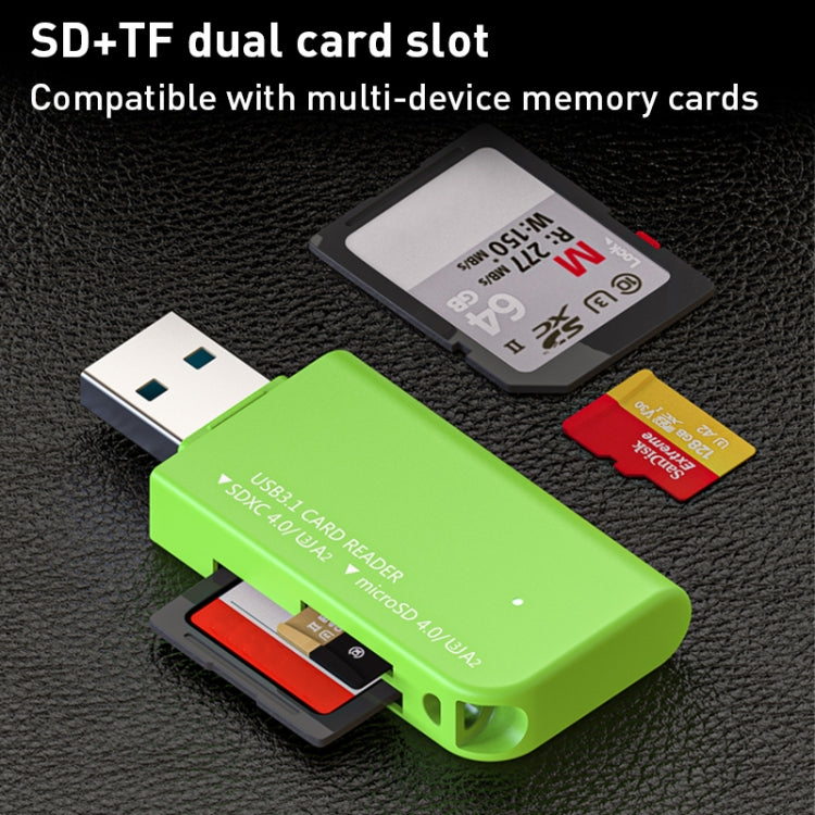 V30 / V60 / V90 USB3.1 Multifunction Card Reader Support SD / TF Card, Green, Tarnish