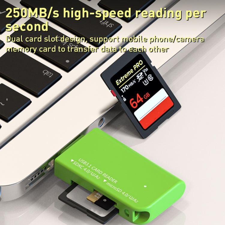 V30 / V60 / V90 USB3.1 Multifunction Card Reader Support SD / TF Card, Green, Tarnish