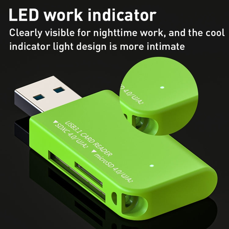 V30 / V60 / V90 USB3.1 Multifunction Card Reader Support SD / TF Card, Green, Tarnish