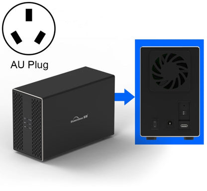 Blueendless Type-C / USB-C Interface 3.5 inch 2 Bay RAID Combination Array HDD External Enclosure, Type-C