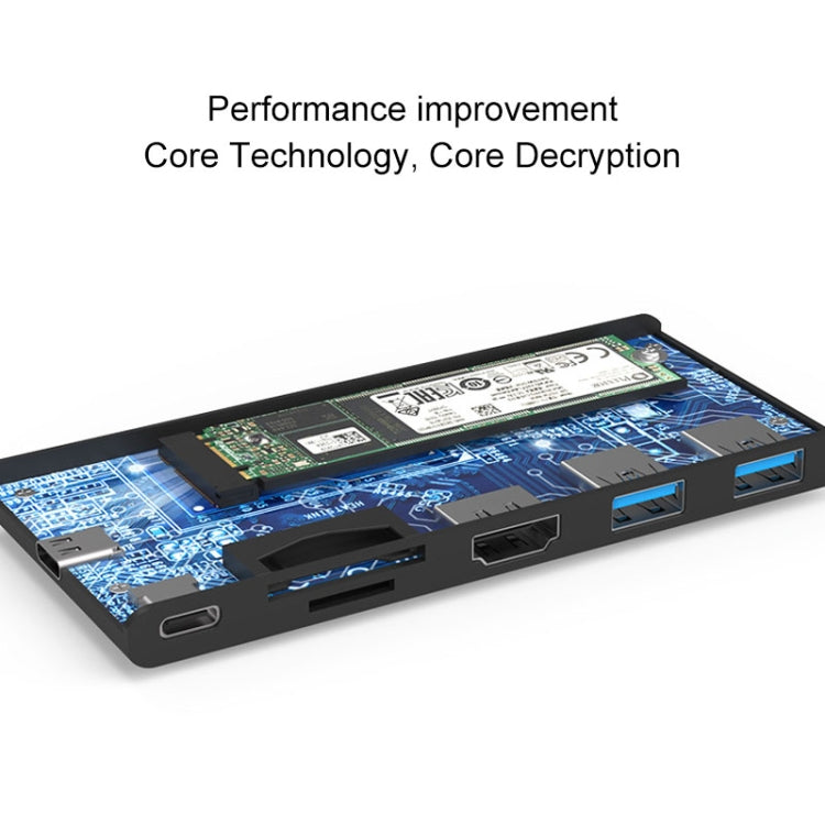 Blueendless 6 In 1 Multi-function Type-C / USB-C HUB Expansion Dock M.2 NGFF Solid State Drive, 6 In 1
