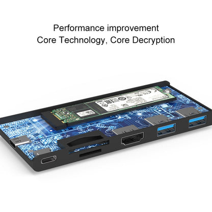 Blueendless 6 In 1 Multi-function Type-C / USB-C HUB Expansion Dock M.2 NGFF Solid State Drive, 6 In 1