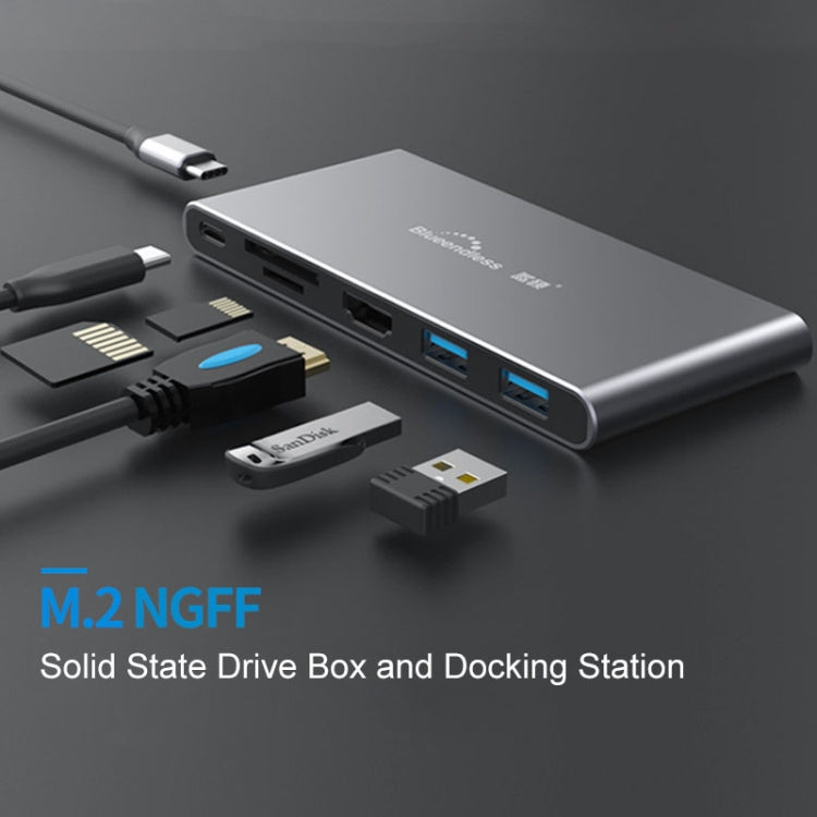 Blueendless 6 In 1 Multi-function Type-C / USB-C HUB Expansion Dock M.2 NGFF Solid State Drive, 6 In 1