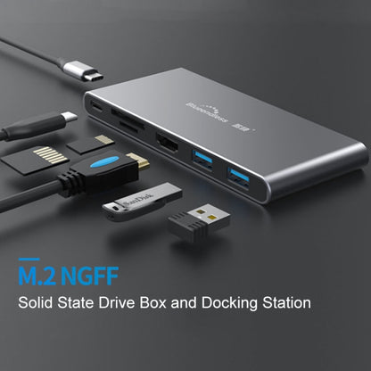 Blueendless 6 In 1 Multi-function Type-C / USB-C HUB Expansion Dock M.2 NGFF Solid State Drive, 6 In 1