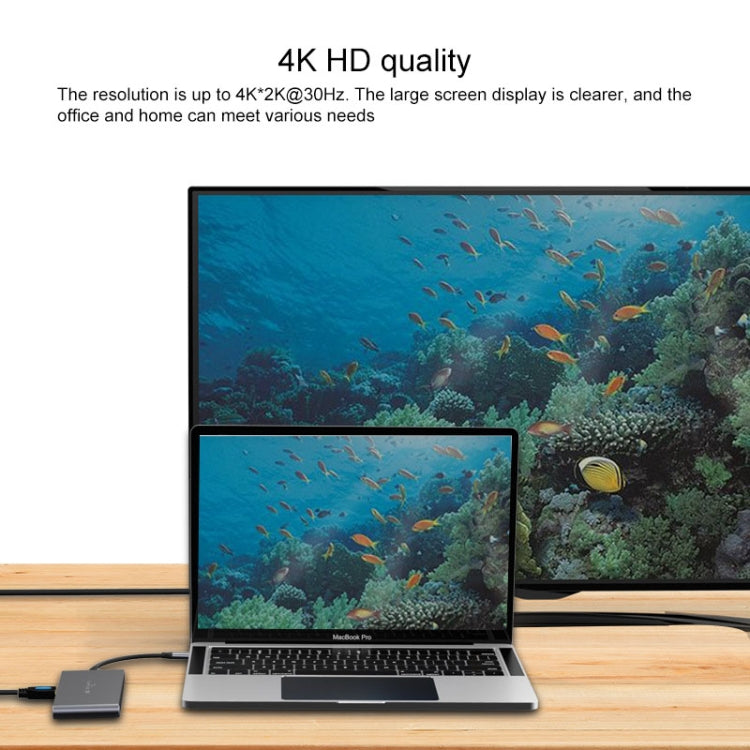 Blueendless 6 In 1 Multi-function Type-C / USB-C HUB Expansion Dock M.2 NGFF Solid State Drive, 6 In 1