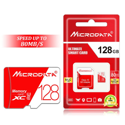 MICRODATA 128GB High Speed U3 Red and White TF(Micro SD) Memory Card, 128GB