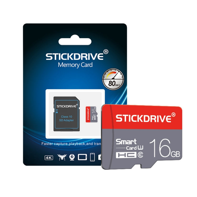 STICKDRIVE 16GB U1 Red and Grey TF(Micro SD) Memory Card, 16GB
