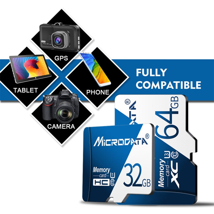 MICRODATA 64GB U3 Blue and White TF(Micro SD) Memory Card, 64GB