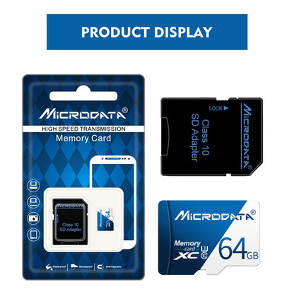 MICRODATA 64GB U3 Blue and White TF(Micro SD) Memory Card, 64GB