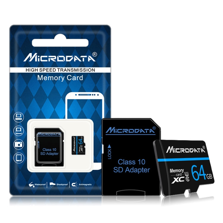 MICRODATA 64GB U3 Blue Line and Black TF(Micro SD) Memory Card, 64GB