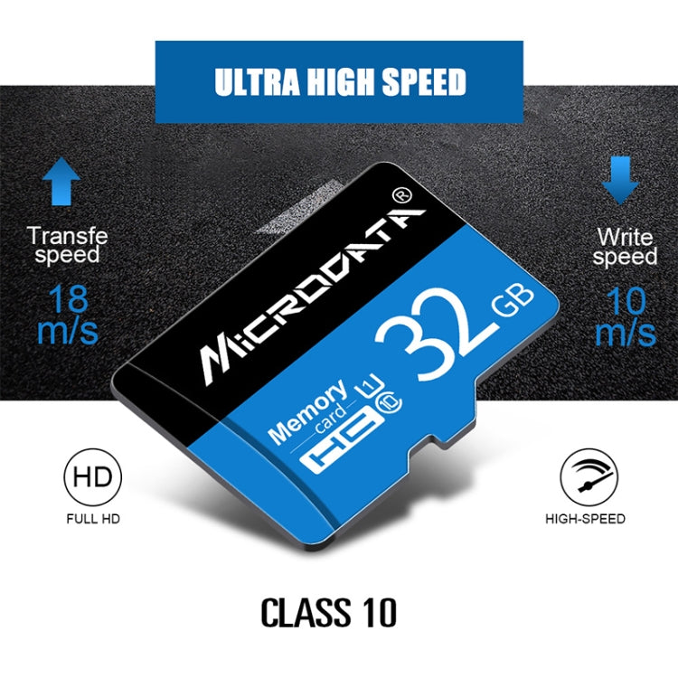 MICRODATA 32GB U1 Blue and Black TF(Micro SD) Memory Card, 32GB