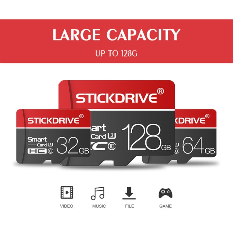 STICKDRIVE 32GB U1 White Line Red and Black TF(Micro SD) Memory Card, 32GB