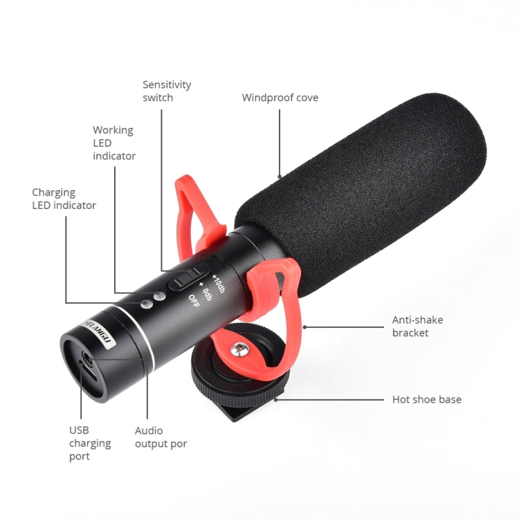 YELANGU YLG9930B MIC05 Professional Interview Condenser Video Shotgun Microphone with 3.5mm Audio Cable for DSLR & DV Camcorder