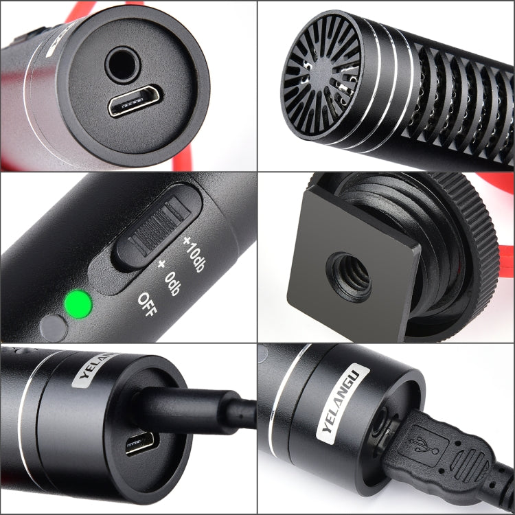 YELANGU YLG9930B MIC05 Professional Interview Condenser Video Shotgun Microphone with 3.5mm Audio Cable for DSLR & DV Camcorder