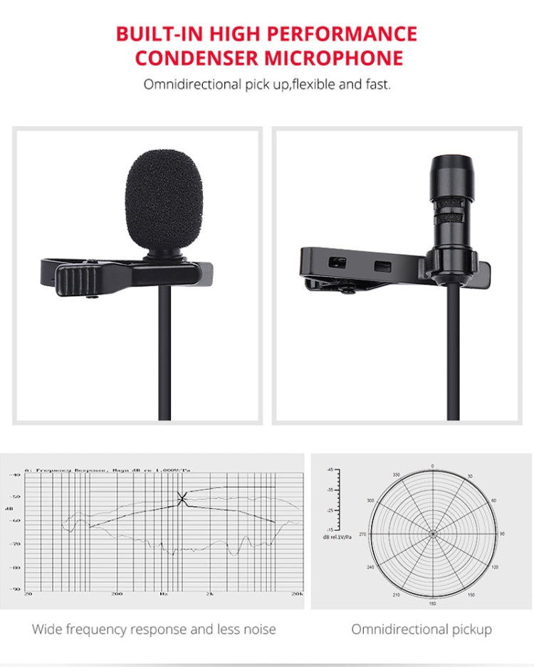 YELANGU YLG9926B MY2 Mini Lavalier Microphone for Mobile Phones / Tablets /  Digital Cameras