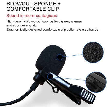 YICHUANG YC-VM20 3.5mm Port Video Recording Omnidirectional Lavalier Microphone, Cable Length: 6m, YC-VM20