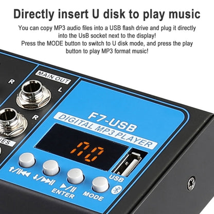 F7 Home 7-channel Bluetooth USB Reverb Mixer, EU Plug, F7 EU Plug