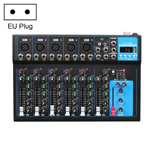 F7 Home 7-channel Bluetooth USB Reverb Mixer, EU Plug, F7 EU Plug