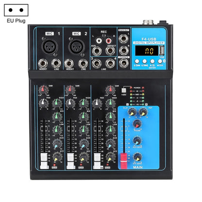 F4 Home 4-channel Bluetooth USB Reverb Mixer, EU Plug, F4 EU Plug