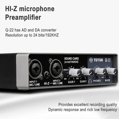 TEYUN Q-22 USB Computer Free Srive Microphone External Sound Card, Q-22