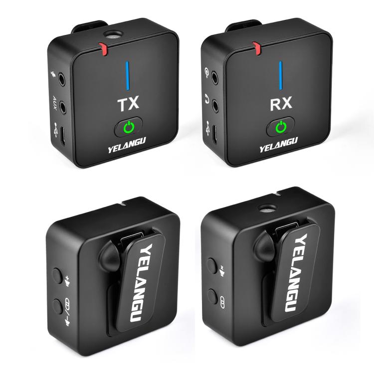 YELANGU MX5S 2.4G Live Broadcast Interview Wireless Recording Camera Microphone, 1 Receiver to 2 Transmitter, 1 Receiver to 2 Transmitter