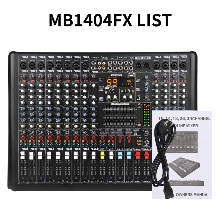 XTUGA B1404FX 14 Channels Bluetooth Audio Mixer Digital DJ Controller Sound Mixing Console, B1404FX