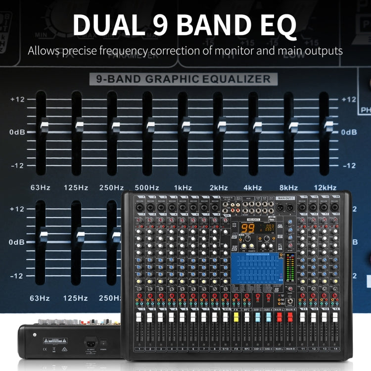 XTUGA B1404FX 14 Channels Bluetooth Audio Mixer Digital DJ Controller Sound Mixing Console, B1404FX