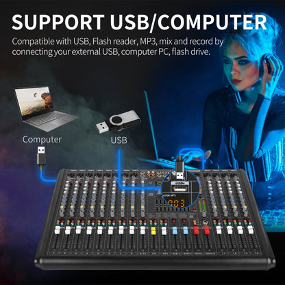 XTUGA B1404FX 14 Channels Bluetooth Audio Mixer Digital DJ Controller Sound Mixing Console, B1404FX