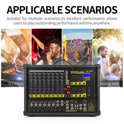 XTUGA PM1202 900W 10 Channel Stage Power Mixer 24Bit Multil-FX Processor Dual 99 DSP Effect DJ Amplifier, PM1202