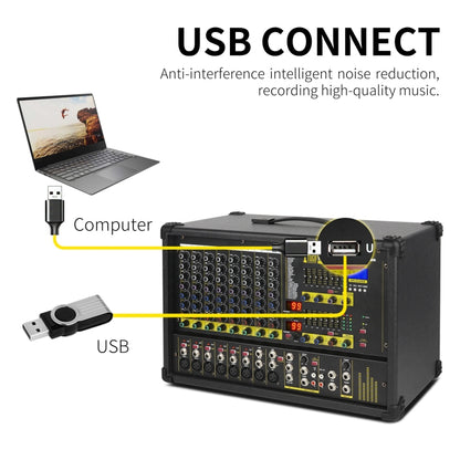 XTUGA PM1202 900W 10 Channel Stage Power Mixer 24Bit Multil-FX Processor Dual 99 DSP Effect DJ Amplifier, PM1202