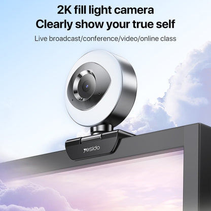Yesido KM20 2K Zoom 4.0MP HD USB Webcam, Cable Length 1.5m with Fill Light, KM20