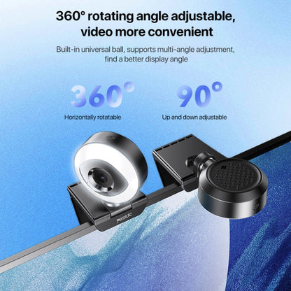 Yesido KM20 2K Zoom 4.0MP HD USB Webcam, Cable Length 1.5m with Fill Light, KM20
