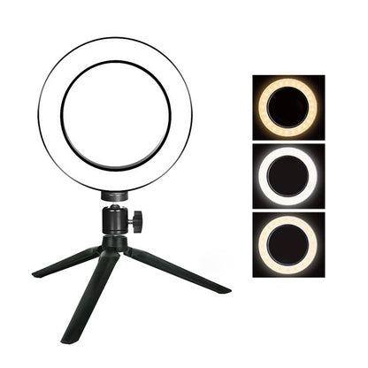 Live Broadcast Self-timer Dimming Ring LED Beauty Selfie Light with Small Table Tripod, Selfie Light Diameter: 16cm, Selfie Light Diameter: 16cm