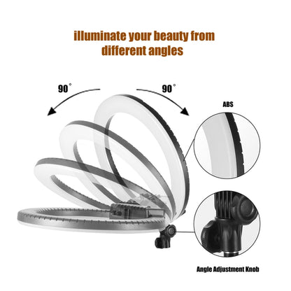 MANTOO RL-12 II 100-240V 28W 12 inch Two-color Dimmable Ring Fill Light with Tripod, 12 inch