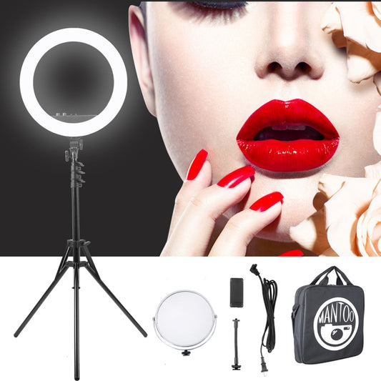 MANTOO RL-12 II 100-240V 28W 12 inch Two-color Dimmable Ring Fill Light with Tripod, 12 inch