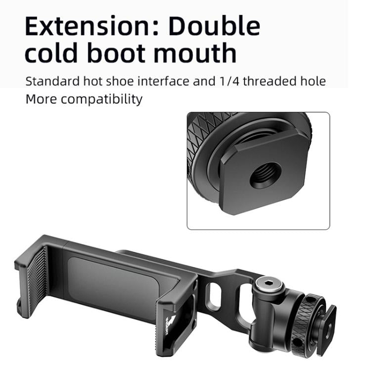 BEXIN PH-01 Desktop Live Broadcast Bracket 360 Phone Clamp Dual Cold Shoes Mount
