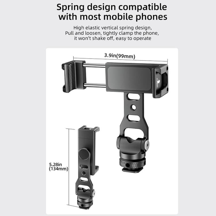 BEXIN PH-01 Desktop Live Broadcast Bracket 360 Phone Clamp Dual Cold Shoes Mount