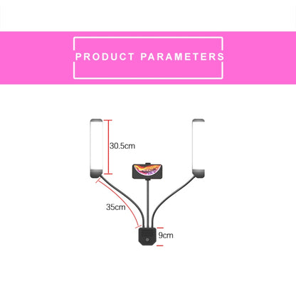 RK39 Portable Tri-color Adjustable Brightness Double Arms Fill Light with Phone Clip