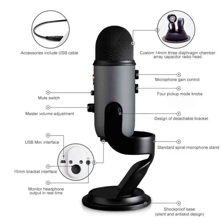 Logitech Blue Yeti USB Condenser Microphone, Blue Yeti(Silver), Blue Yeti(Black), Blue Yeti(Blue)