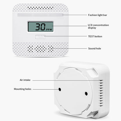 XY-C610 Car Mini Digital Display Carbon Monoxide Smoke Detector Alarm without Battery
