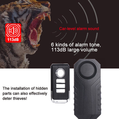 KS-SF22R IP55 Waterproof Wireless 113dB Vibration Burglar Sensor Alarm with Remote Control for Vehicle / Bicycle / Electric Bicycle, KS-SF22R