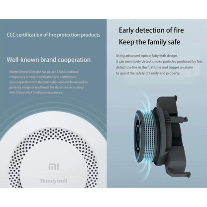 Original Xiaomi Honeywell Smart Fire Alarm Smoke Detector Alarm, Work with Xiaomi Multimode Smart Home Gateway 2 (CA1001) Mihome APP Control, APP Control