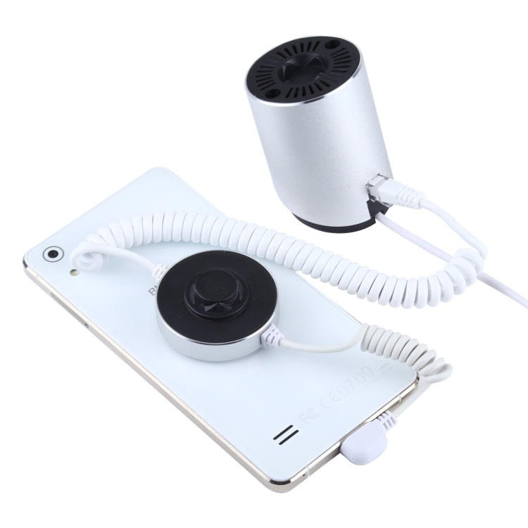 Aluminum Shell Cylindrical Display Stand Digital Magnetic Security System Burglar Alarm / Anti-theft Alarm Display Holder for Mobile Phones with Micro-USB Port, Cylindrical Micro-USB