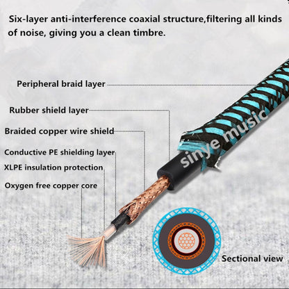 Wooden Guitar Bass Connection Cable Noise Reduction Audio Cable, Cable Length: 5m, Random Color Delivery