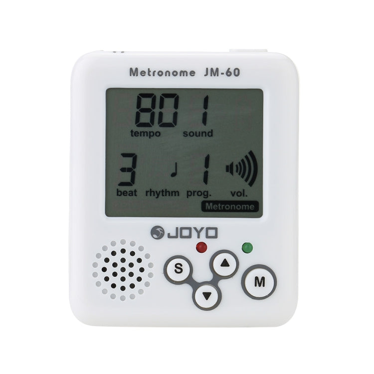 JOYO JM-60 Mini Portable Rechargeable Clip-on Electronic Digital Metronome Tone Generator Tuner for Guitar Violin Ukulele, JM-60 (White)